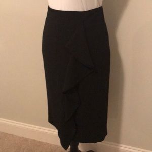 Black JCrew Midi Skirt with ruffle